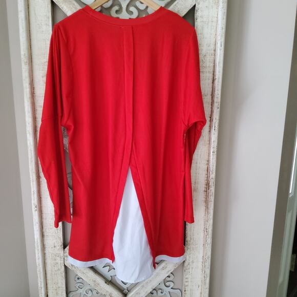 Women's Long Sleeve Layered Christmas Santa Clause Gnome Tunic Top T-Shirt Red - Picture 9 of 9